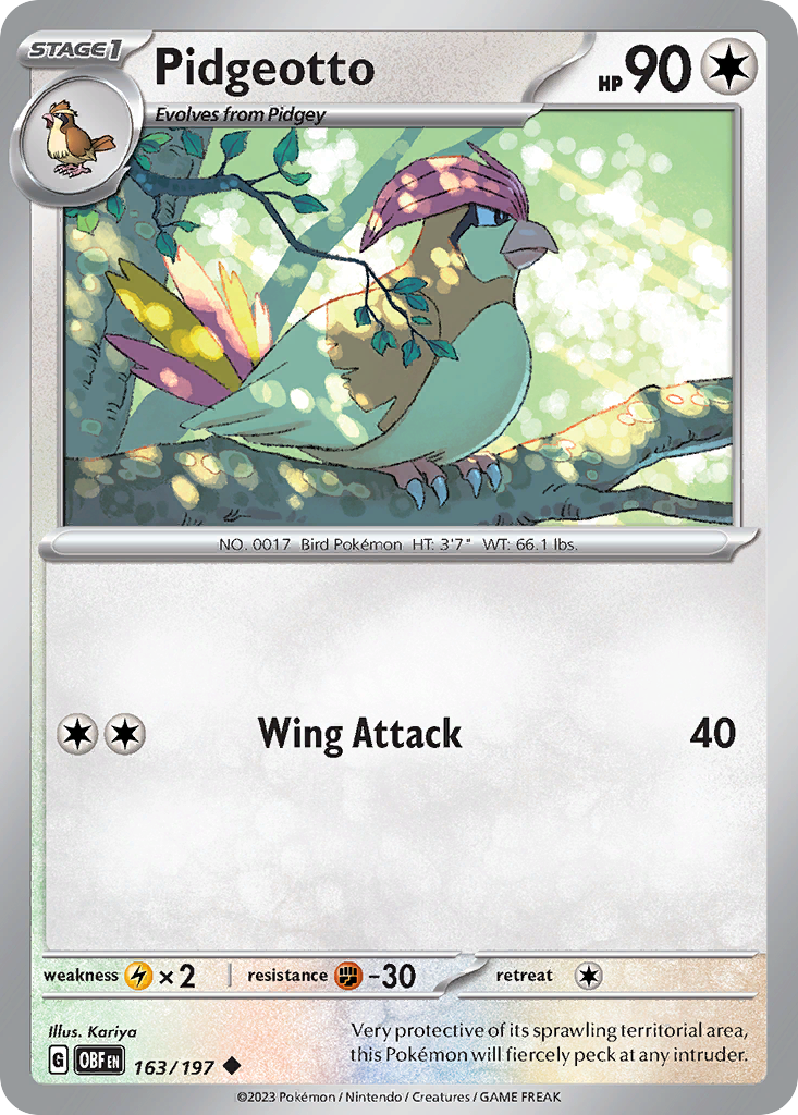 Obsidian Flames Pidgeotto #163/197